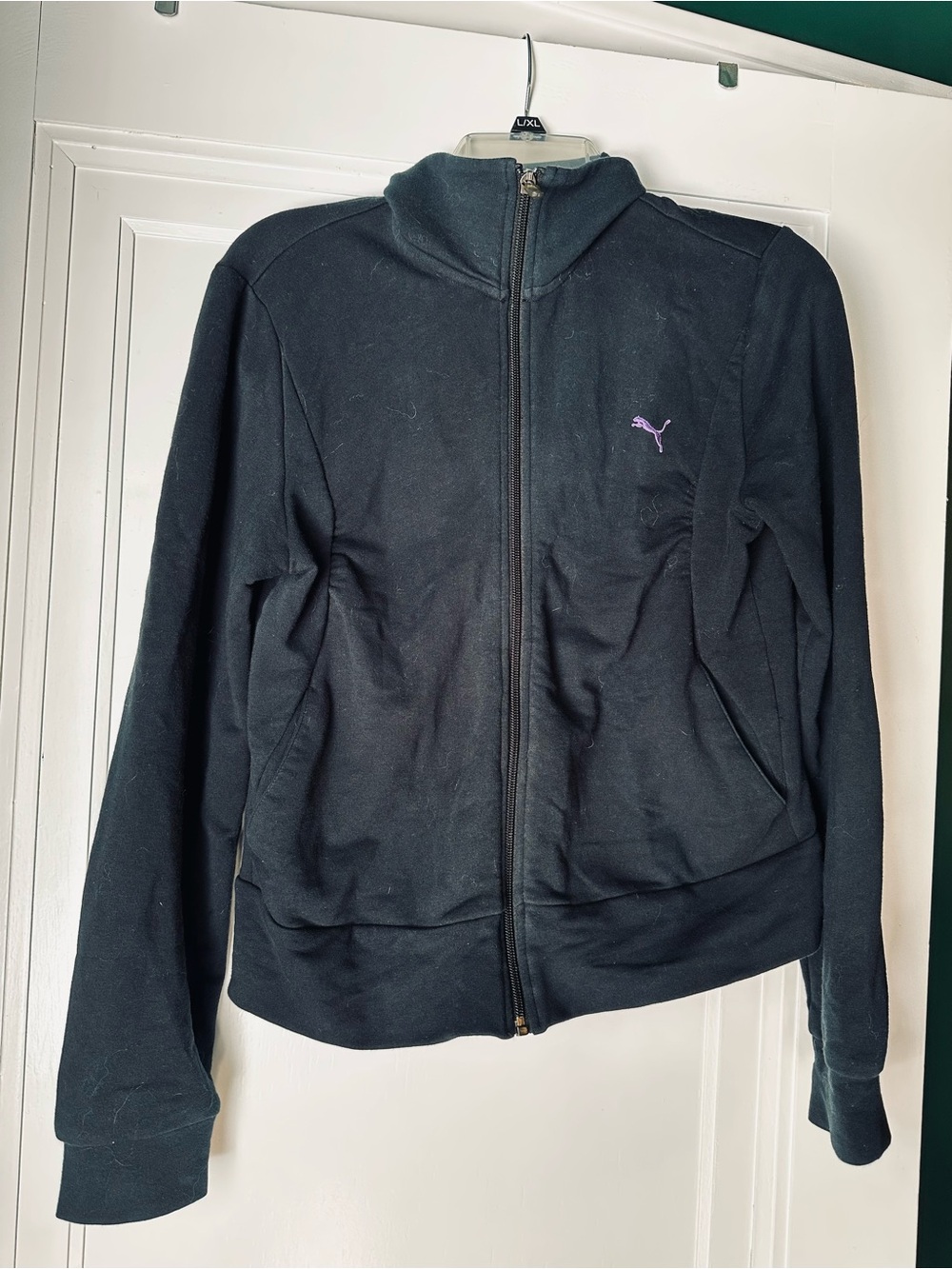 Puma Black Full-Zip Jacket with Purple Puma Logo